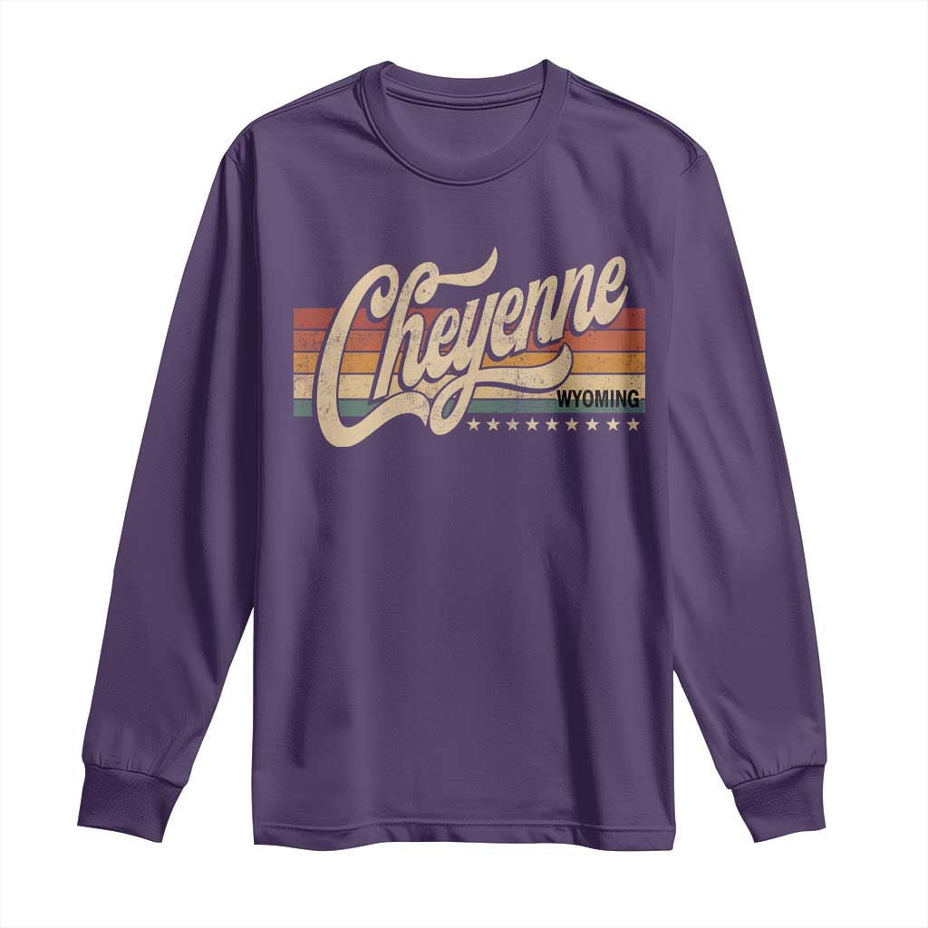 Cheyenne Wyoming Pride Retro Vintage WY State Long Sleeve Shirt