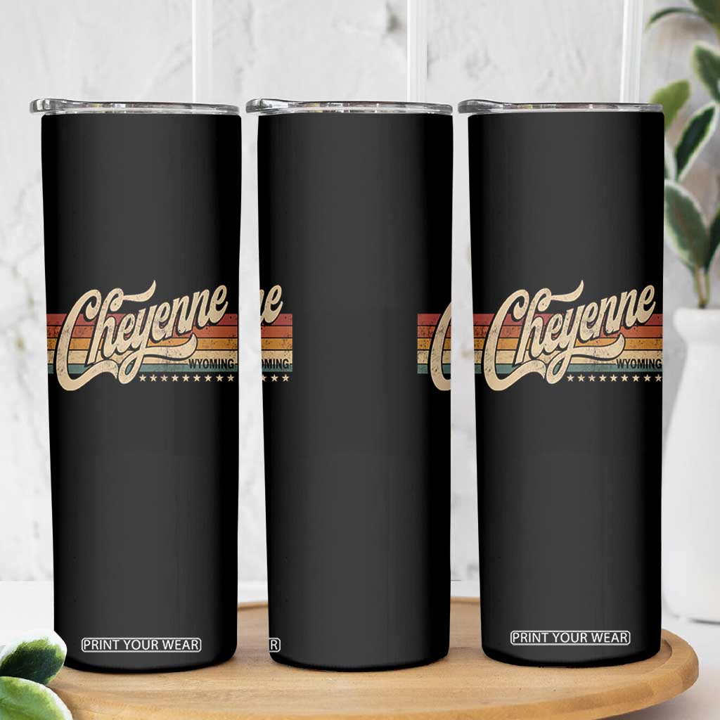 Cheyenne Wyoming Pride Retro Vintage WY State Skinny Tumbler