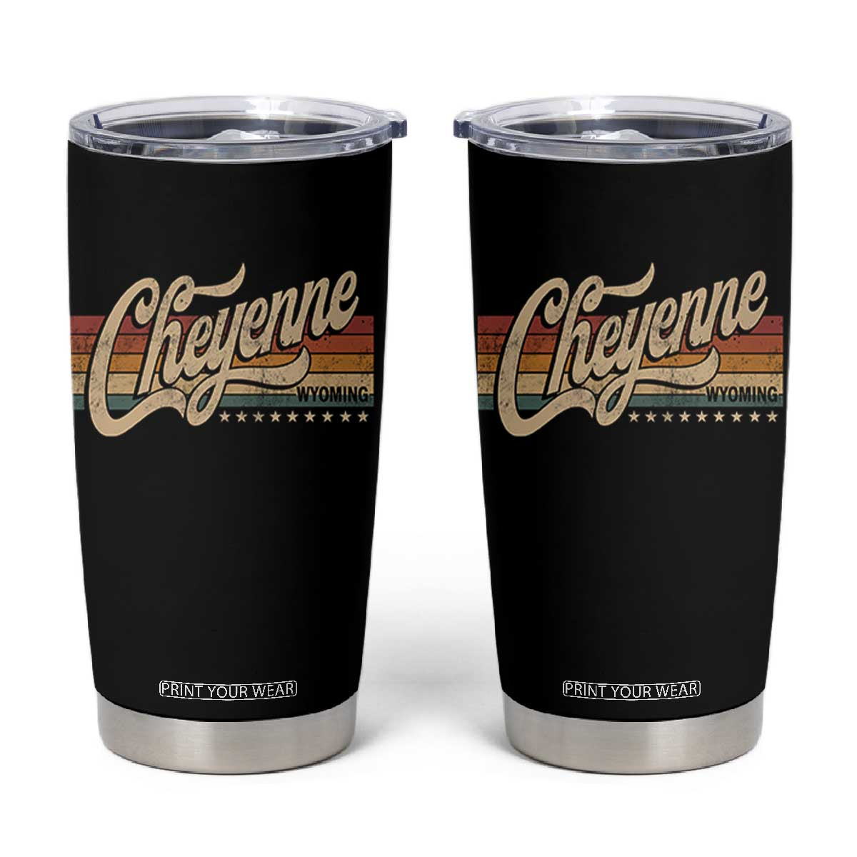 Cheyenne Wyoming Pride Retro Vintage WY State Tumbler Cup TS11 Black Print Your Wear