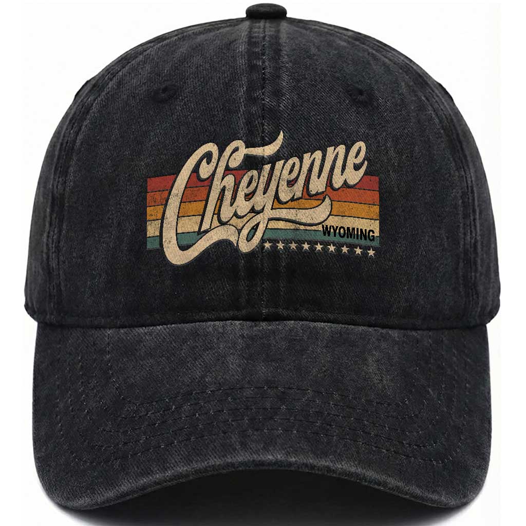 Cheyenne Wyoming Pride Retro Vintage WY State Washed Cotton Baseball Cap TS11 Print Your Wear