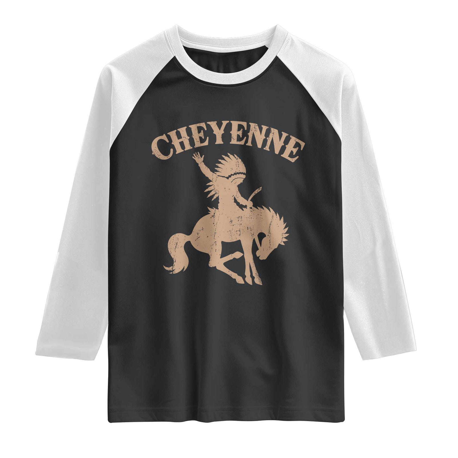 Cheyenne State Native American Cowboy Rodeo Raglan Shirt TS11 Black White Print Your Wear