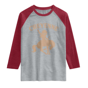 Cheyenne State Native American Cowboy Rodeo Raglan Shirt TS11 Heather Gray Heather Red Print Your Wear