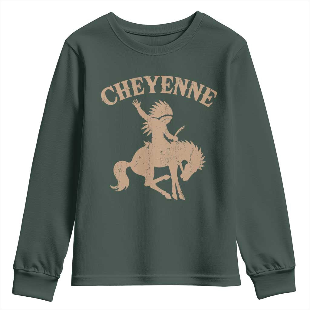 Cheyenne State Native American Cowboy Rodeo Youth Sweatshirt TS11 Dark Forest Green Print Your Wear