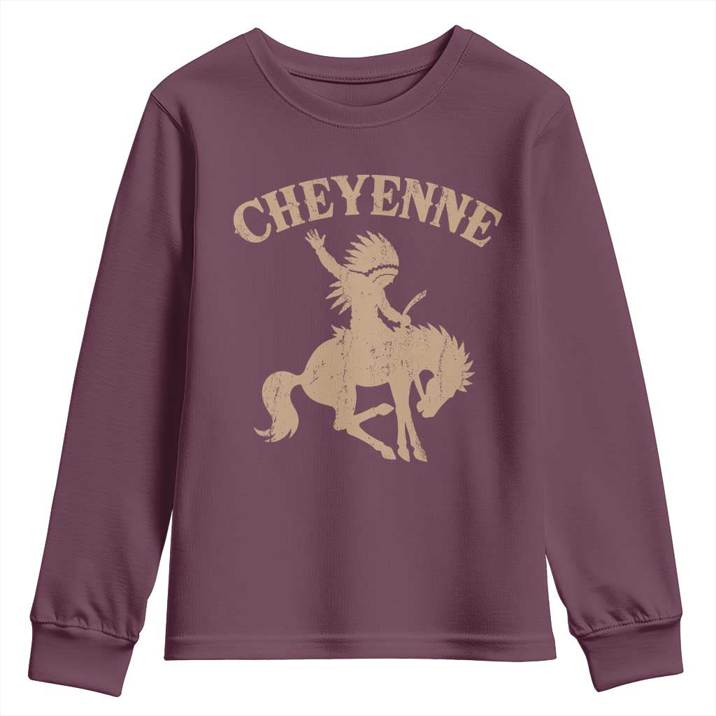 Cheyenne State Native American Cowboy Rodeo Youth Sweatshirt TS11 Maroon Print Your Wear