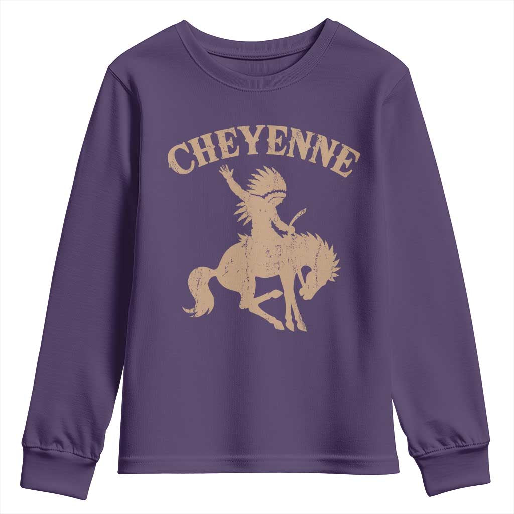 Cheyenne State Native American Cowboy Rodeo Youth Sweatshirt TS11 Purple Print Your Wear