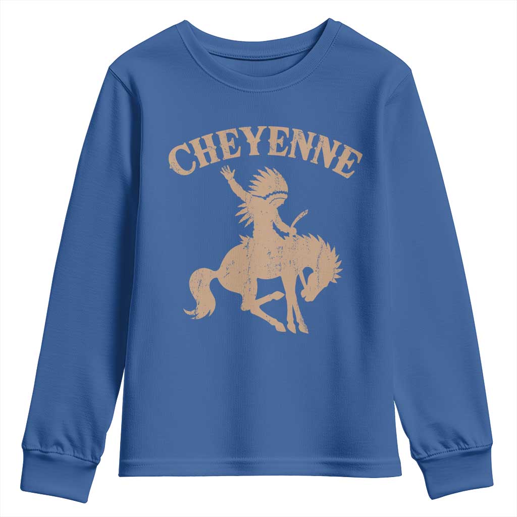 Cheyenne State Native American Cowboy Rodeo Youth Sweatshirt TS11 Royal Blue Print Your Wear