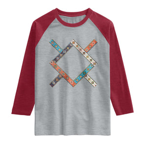 Northern Cheyenne Tribe Flag Montana Tribal Pattern Raglan Shirt TS11 Heather Gray Heather Red Print Your Wear