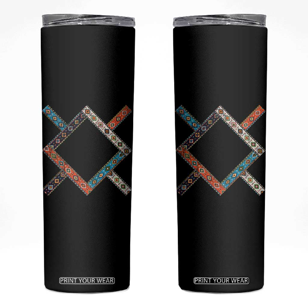 Northern Cheyenne Tribe Flag Montana Tribal Pattern Skinny Tumbler TS11 Black Print Your Wear