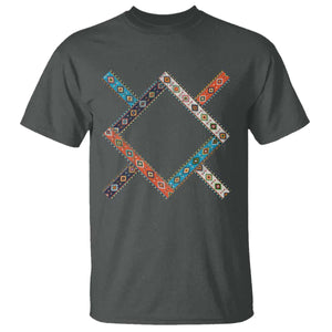 Northern Cheyenne Tribe Flag Montana Tribal Pattern T Shirt TS11 Dark Heather Print Your Wear