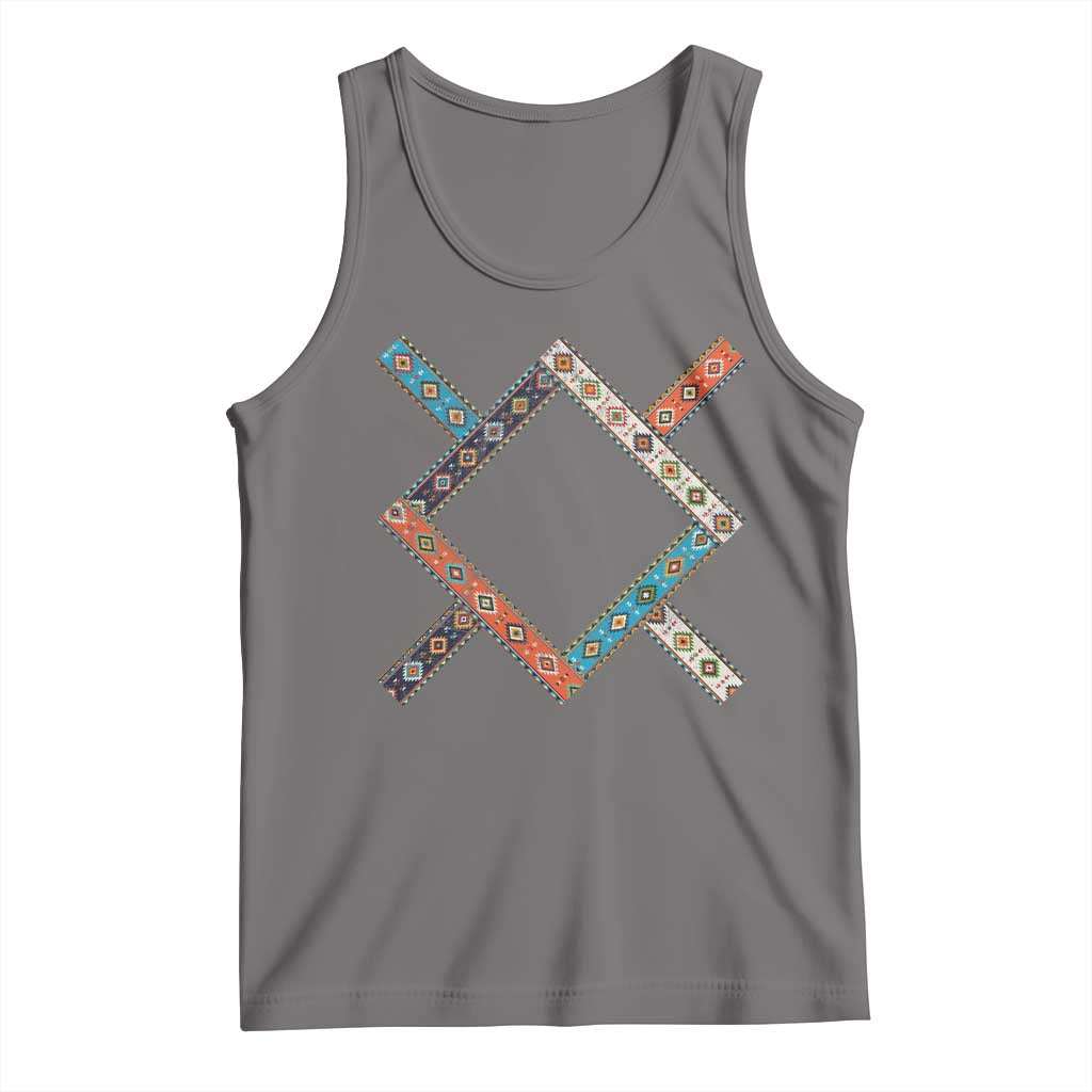 Northern Cheyenne Tribe Flag Montana Tribal Pattern Tank Top TS11 Deep Heather Print Your Wear