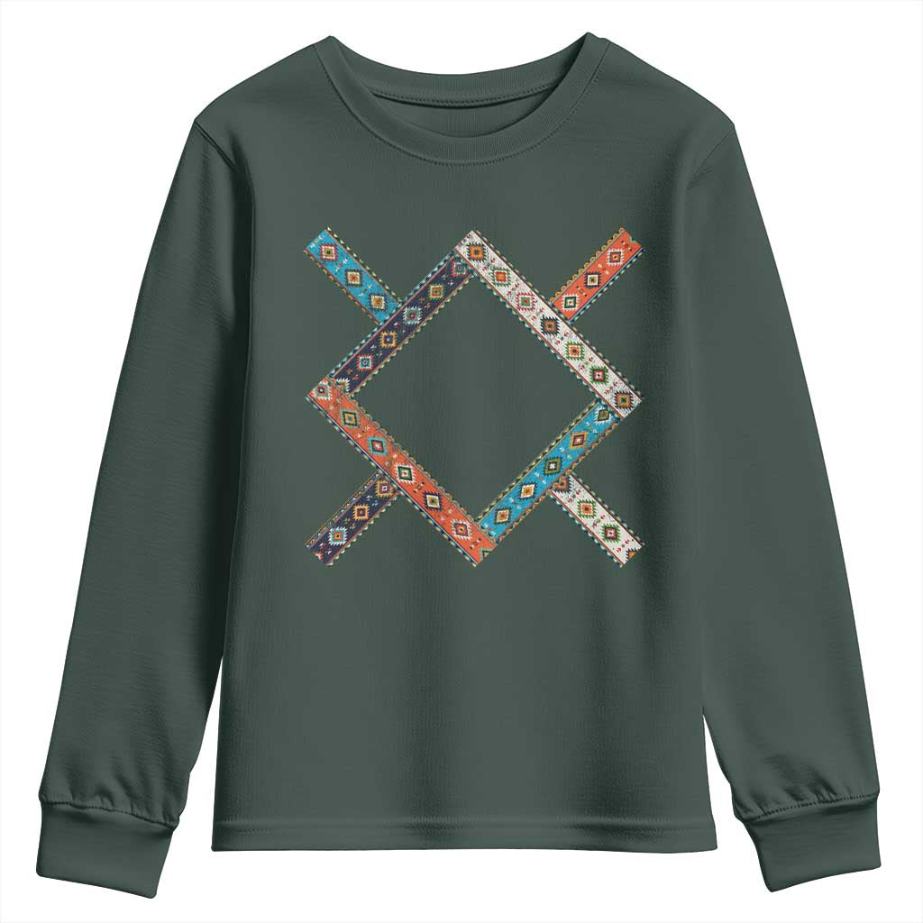 Northern Cheyenne Tribe Flag Montana Tribal Pattern Youth Sweatshirt TS11 Dark Forest Green Print Your Wear