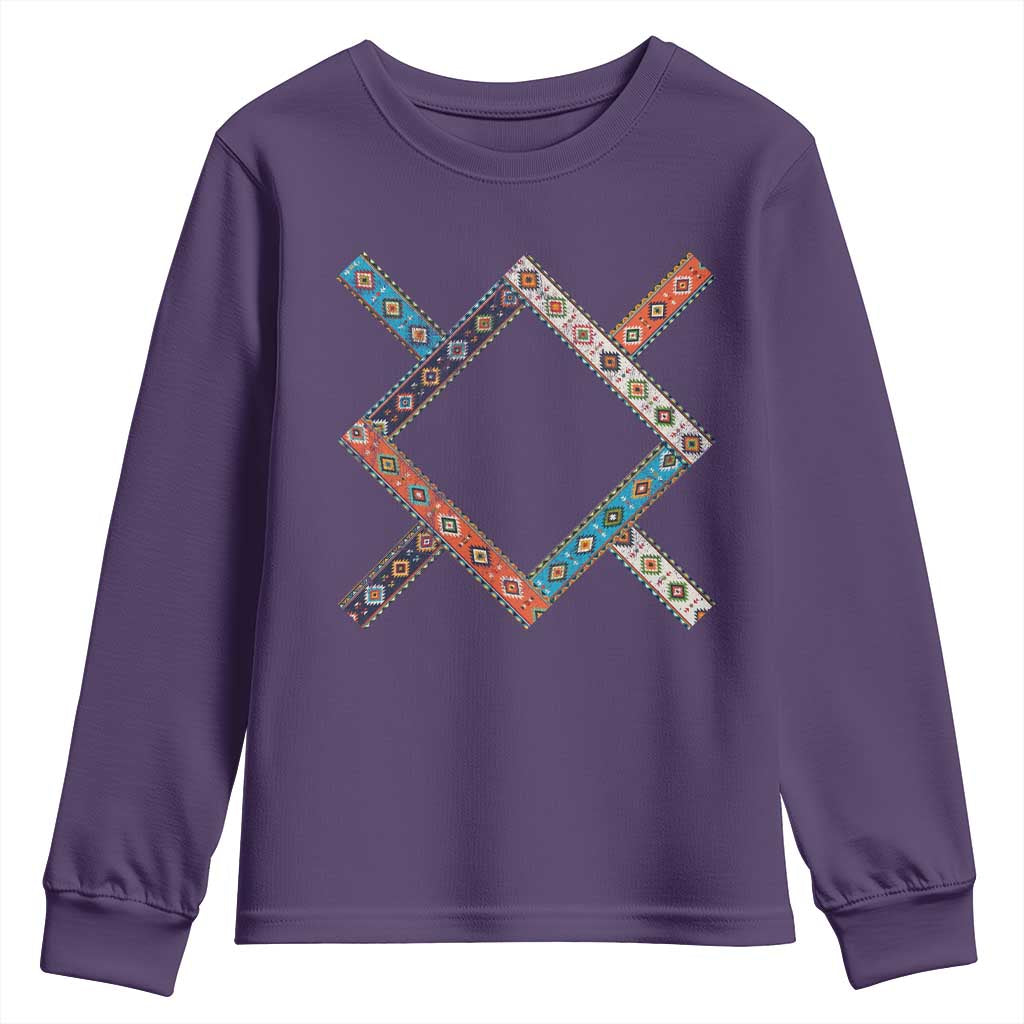 Northern Cheyenne Tribe Flag Montana Tribal Pattern Youth Sweatshirt TS11 Purple Print Your Wear