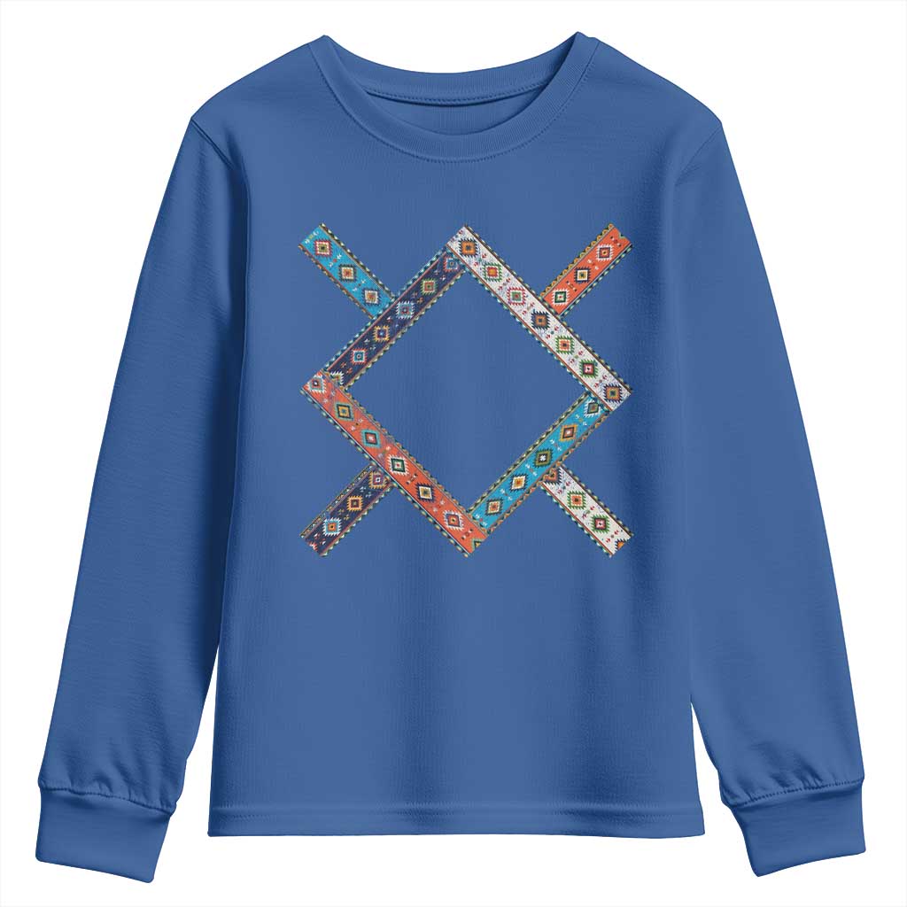 Northern Cheyenne Tribe Flag Montana Tribal Pattern Youth Sweatshirt TS11 Royal Blue Print Your Wear