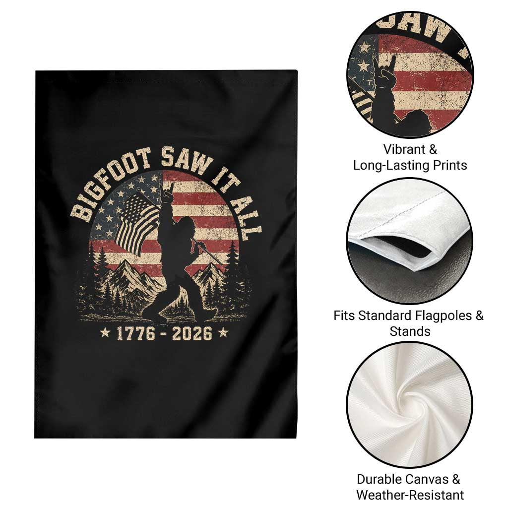 Bigfoot Saw It All 250 Years 1776 2026 4th of July Garden Flag