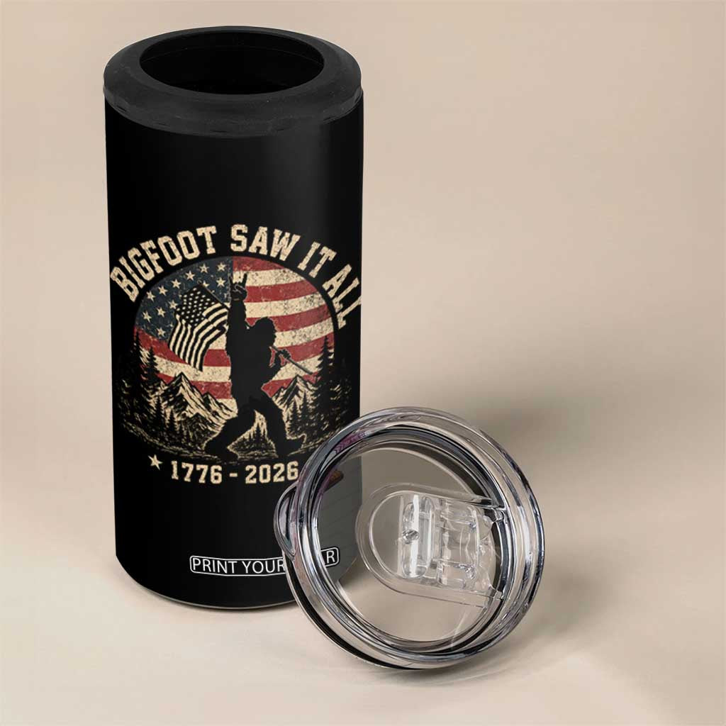 Bigfoot Saw It All 250 Years 1776 2026 4th of July 4 in 1 Can Cooler Tumbler