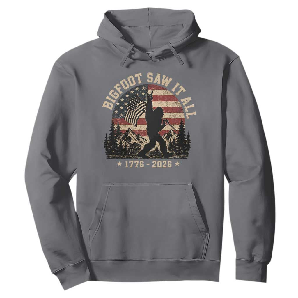 Bigfoot Saw It All 250 Years 1776 2026 4th of July Hoodie TS11 Charcoal Print Your Wear