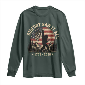 Bigfoot Saw It All 250 Years 1776 2026 4th of July Long Sleeve Shirt TS11 Dark Forest Green Print Your Wear