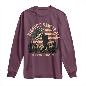 Bigfoot Saw It All 250 Years 1776 2026 4th of July Long Sleeve Shirt TS11 Maroon Print Your Wear