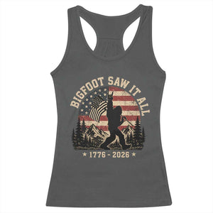 Bigfoot Saw It All 250 Years 1776 2026 4th of July Racerback Tank Top TS11 Dark Heather Print Your Wear