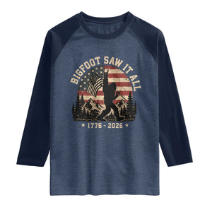 Bigfoot Saw It All 250 Years 1776 2026 4th of July Raglan Shirt
