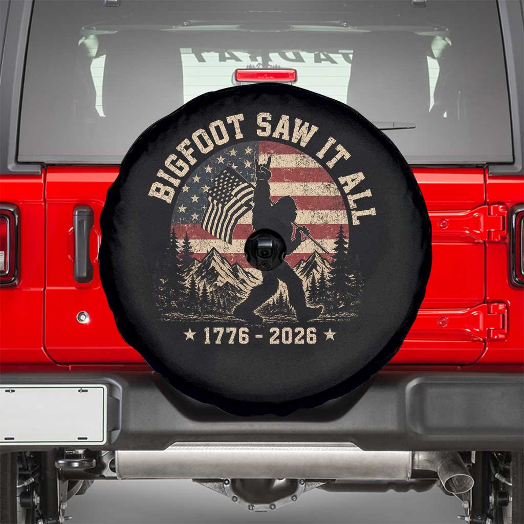 Bigfoot Saw It All 250 Years 1776 2026 4th of July Spare Tire Cover TS11 Black Print Your Wear
