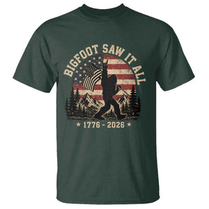 Bigfoot Saw It All 250 Years 1776 2026 4th of July T Shirt TS11 Dark Forest Green Print Your Wear