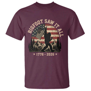Bigfoot Saw It All 250 Years 1776 2026 4th of July T Shirt TS11 Maroon Print Your Wear