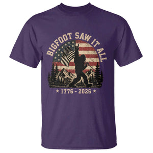 Bigfoot Saw It All 250 Years 1776 2026 4th of July T Shirt TS11 Purple Print Your Wear