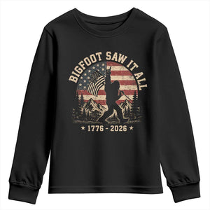 Bigfoot Saw It All 250 Years 1776 2026 4th of July Youth Sweatshirt TS11 Black Print Your Wear