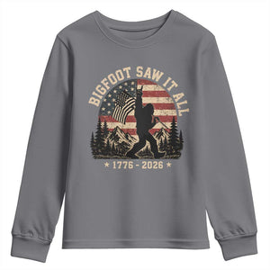 Bigfoot Saw It All 250 Years 1776 2026 4th of July Youth Sweatshirt TS11 Charcoal Print Your Wear