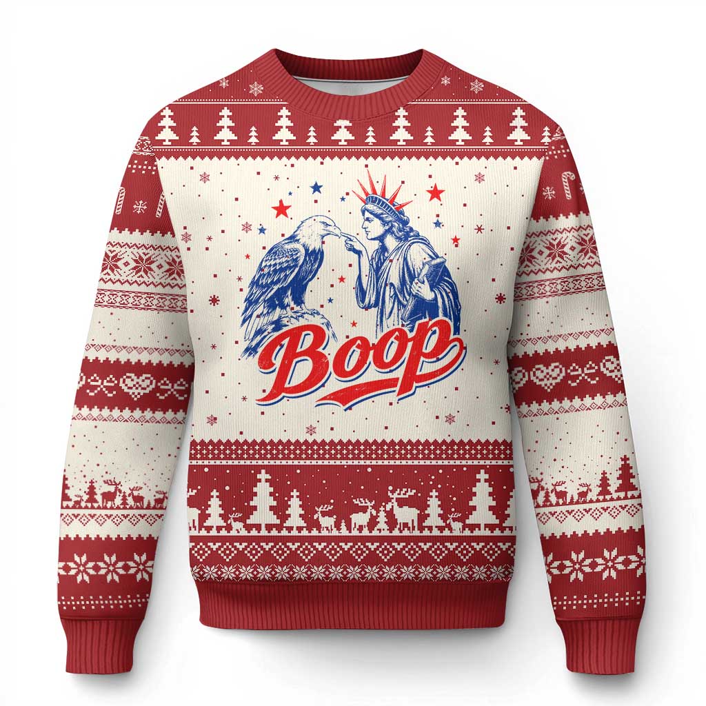 Boop Statue of Liberty and Eagle 4th of July Ugly Christmas Sweater