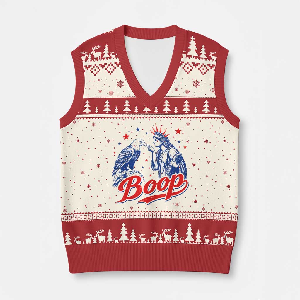 Boop Statue of Liberty and Eagle 4th of July V-Neck Knit Sweater Vest