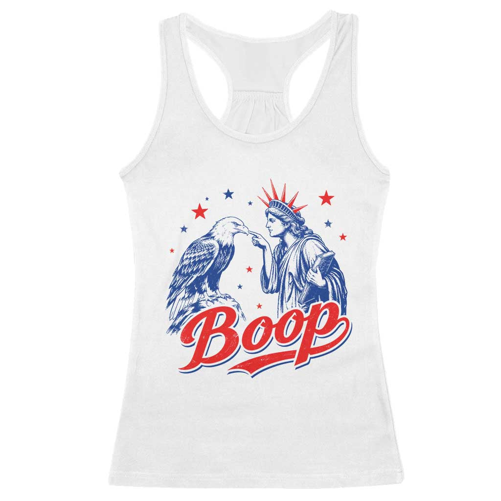 Boop Statue of Liberty and Eagle 4th of July Racerback Tank Top TS11 White Print Your Wear