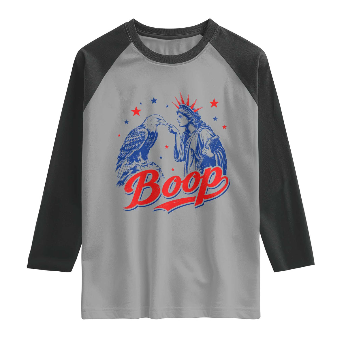 Boop Statue of Liberty and Eagle 4th of July Raglan Shirt