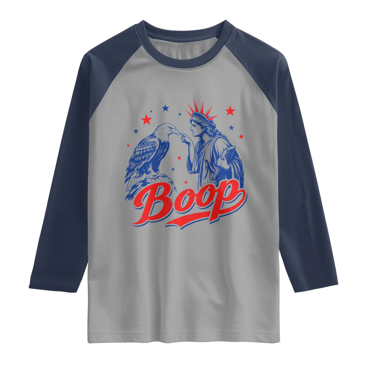 Boop Statue of Liberty and Eagle 4th of July Raglan Shirt