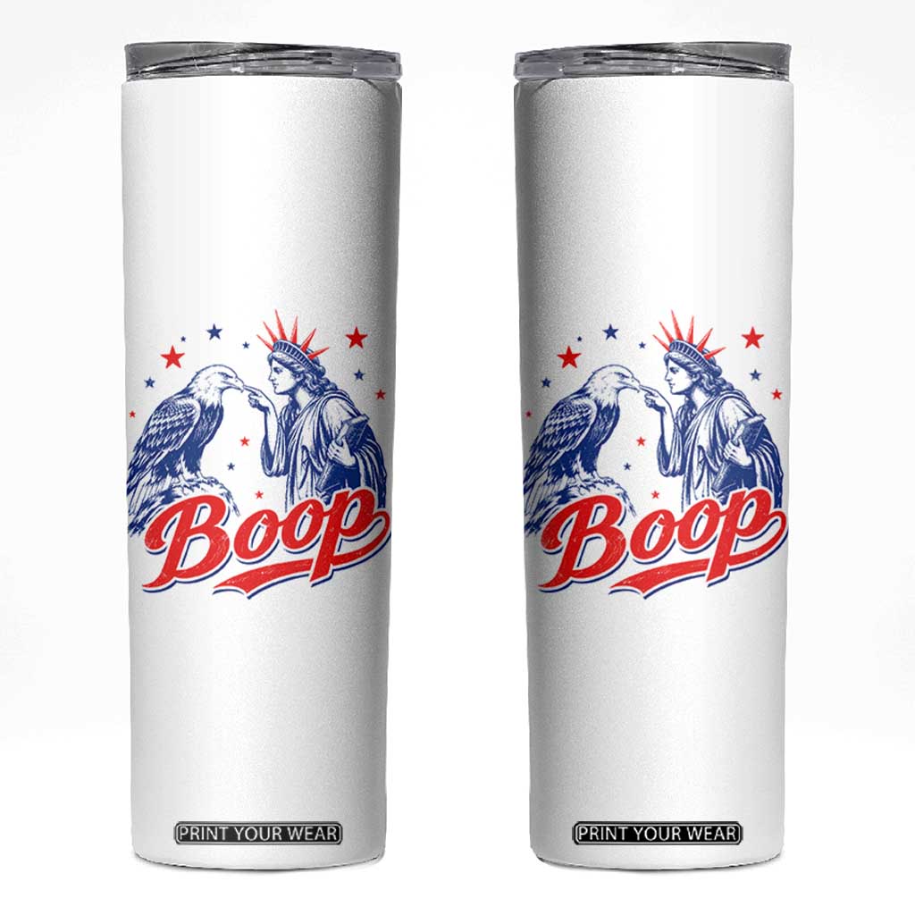 Boop Statue of Liberty and Eagle 4th of July Skinny Tumbler TS11 White Print Your Wear