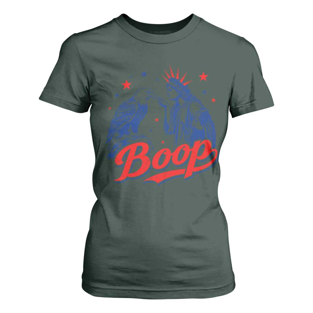Boop Statue of Liberty and Eagle 4th of July T Shirt For Women TS11 Dark Forest Green Print Your Wear