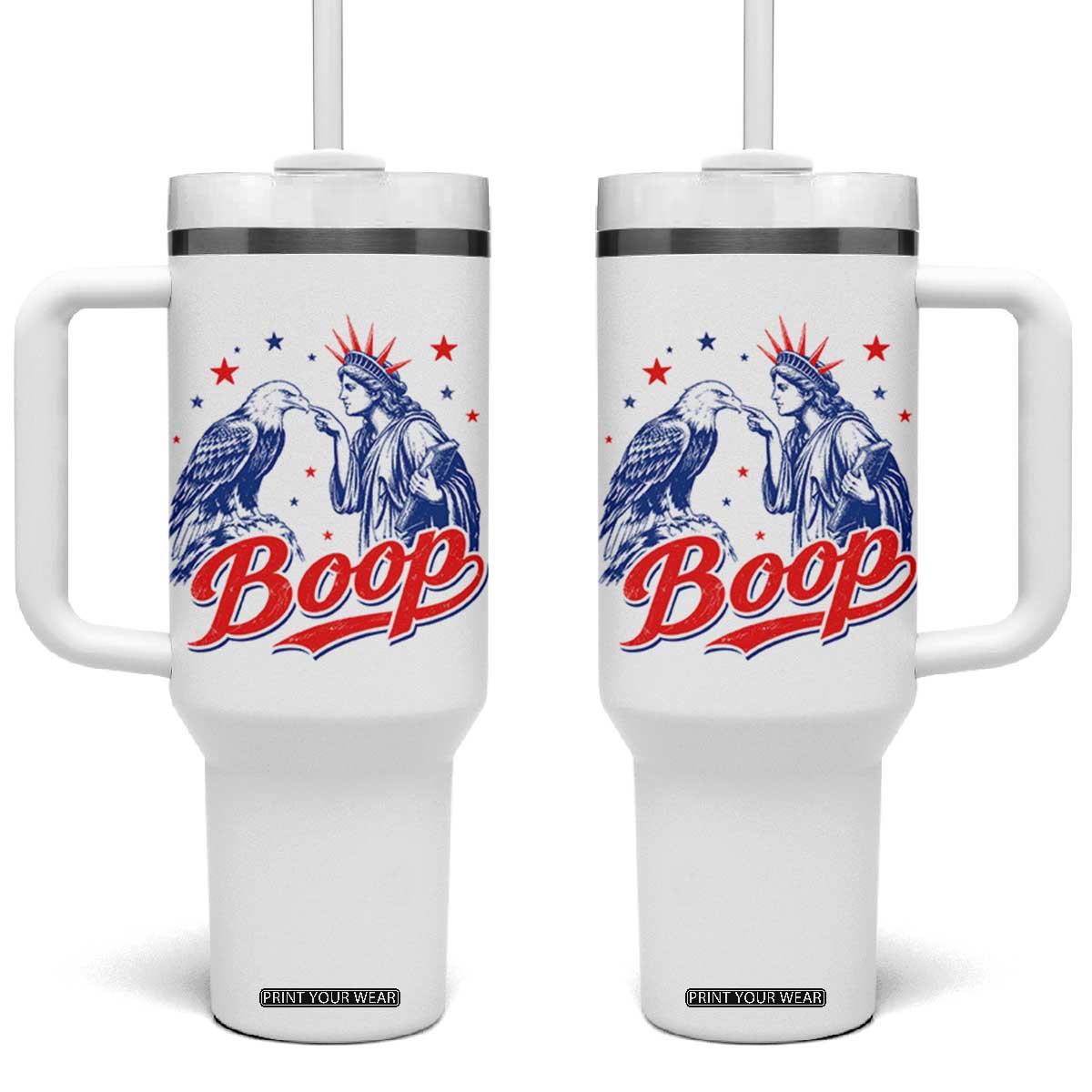 Boop Statue of Liberty and Eagle 4th of July Tumbler With Handle