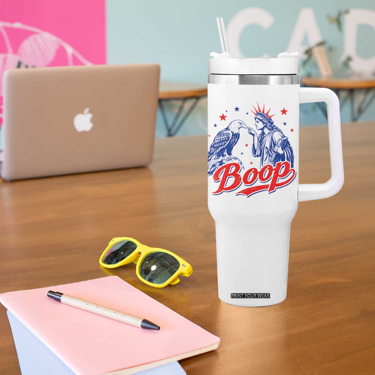 Boop Statue of Liberty and Eagle 4th of July Tumbler With Handle
