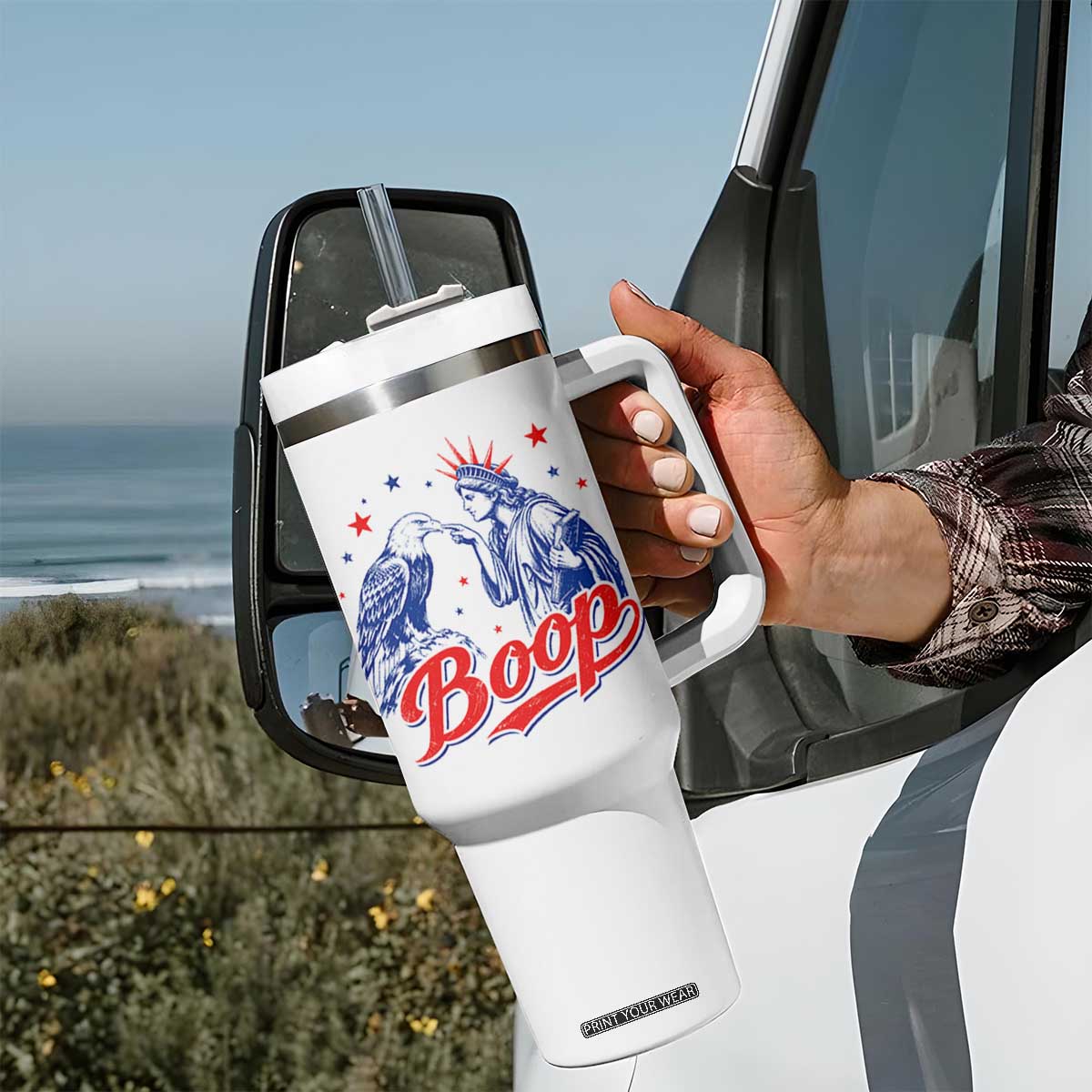 Boop Statue of Liberty and Eagle 4th of July Tumbler With Handle