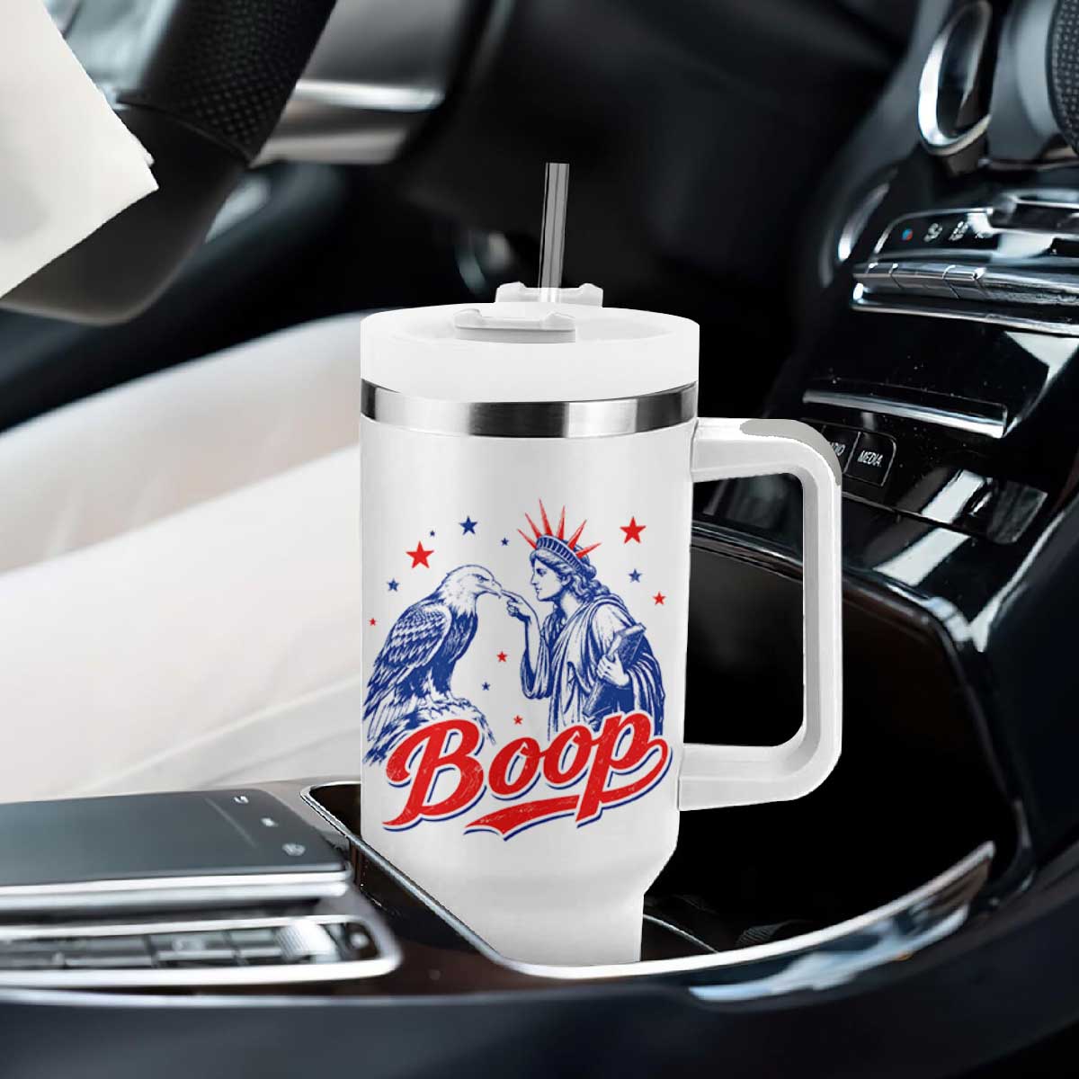 Boop Statue of Liberty and Eagle 4th of July Tumbler With Handle