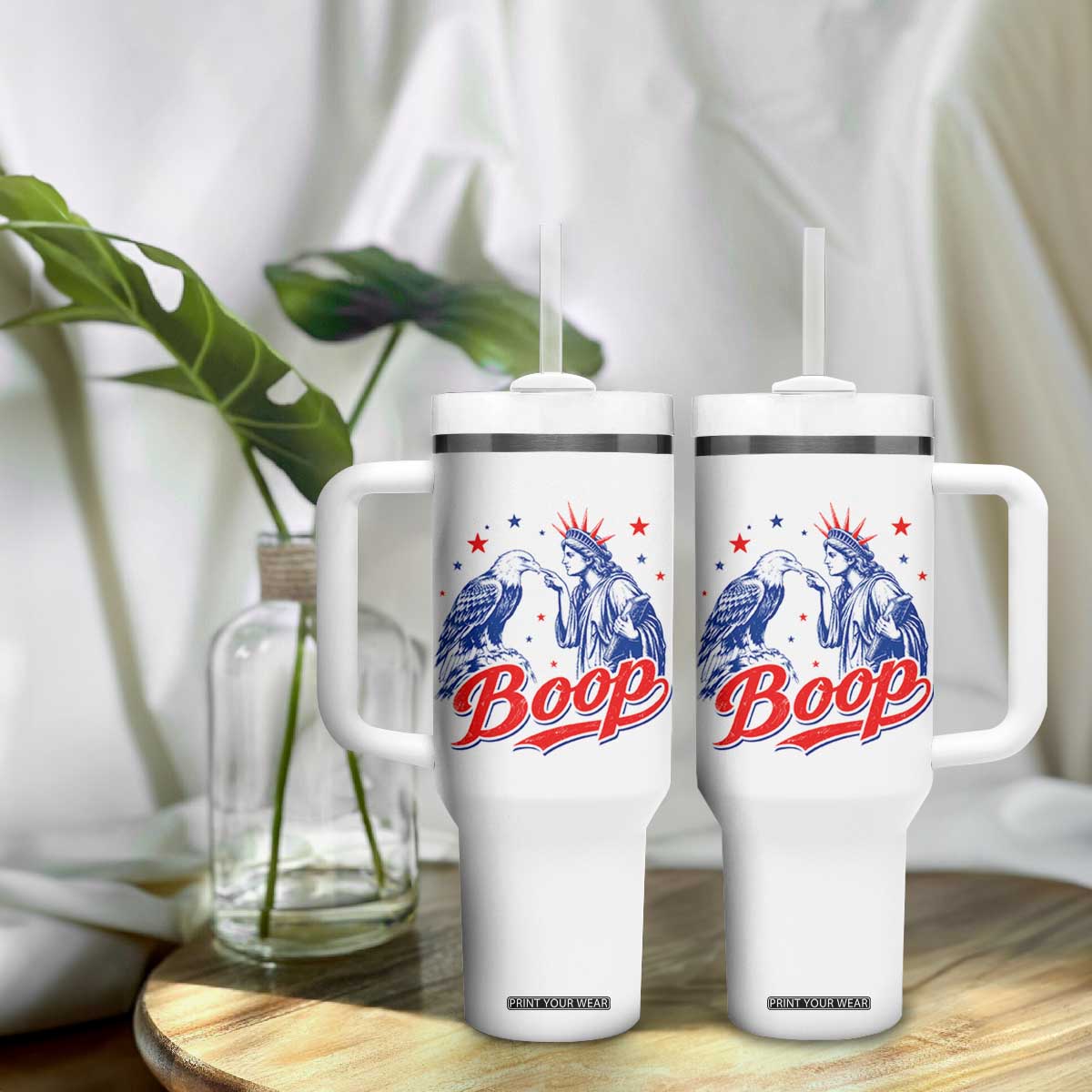 Boop Statue of Liberty and Eagle 4th of July Tumbler With Handle