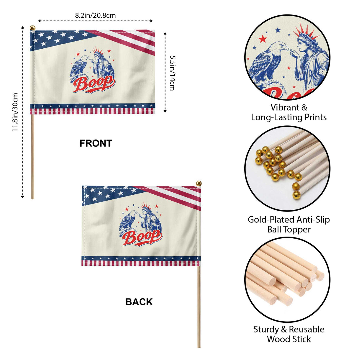 Boop Statue of Liberty and Eagle 4th of July Patriotic Handheld Flag