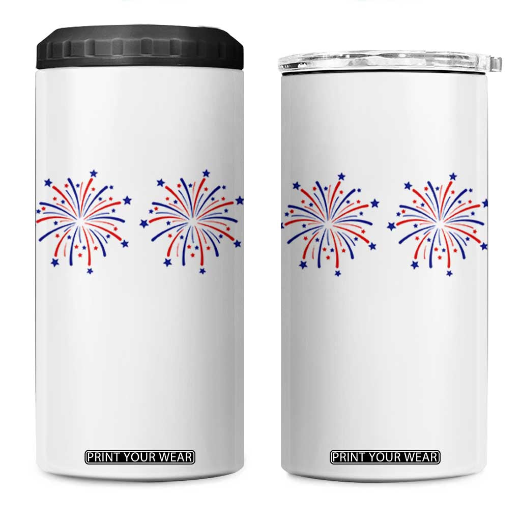 Funny Fireworks 4th of July Adult Humor 4 in 1 Can Cooler Tumbler Just Here for The Fireworks