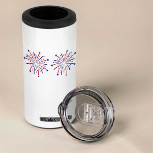 Funny Fireworks 4th of July Adult Humor 4 in 1 Can Cooler Tumbler Just Here for The Fireworks
