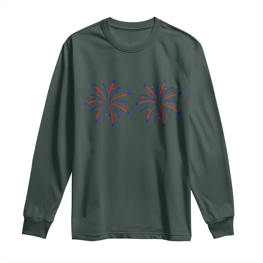 Funny Fireworks 4th of July Adult Humor Long Sleeve Shirt Just Here for The Fireworks