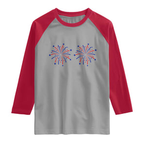 Funny Fireworks 4th of July Adult Humor Raglan Shirt Just Here for The Fireworks