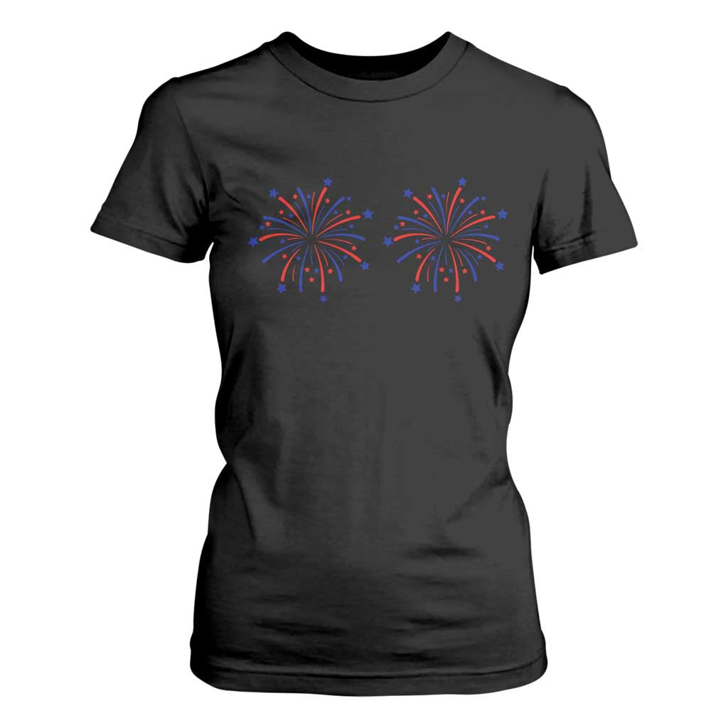 Funny Fireworks 4th of July Adult Humor T Shirt For Women Just Here for The Fireworks