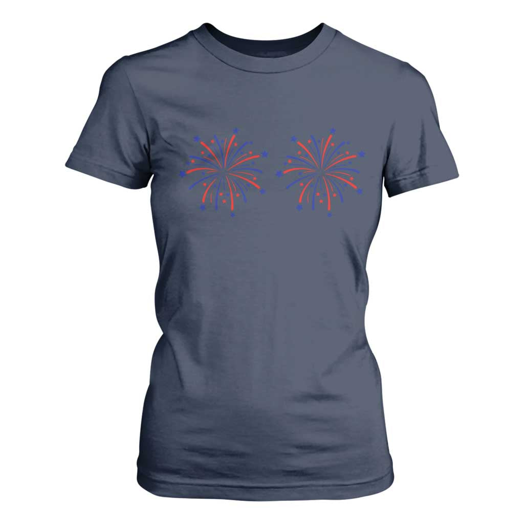 Funny Fireworks 4th of July Adult Humor T Shirt For Women Just Here for The Fireworks