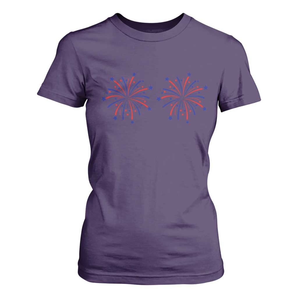 Funny Fireworks 4th of July Adult Humor T Shirt For Women Just Here for The Fireworks